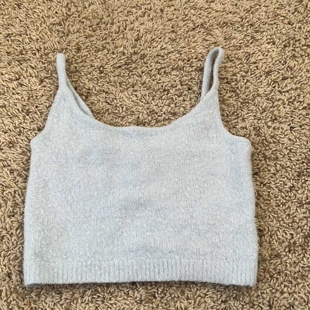 light blue fuzzy kendall & kylie tank top